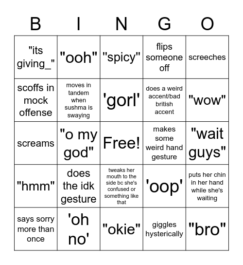 ooh ee oo ah ah ting tang walla walla bing bang Bingo Card