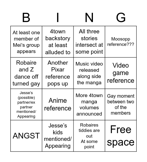 4town manga Bingo Card