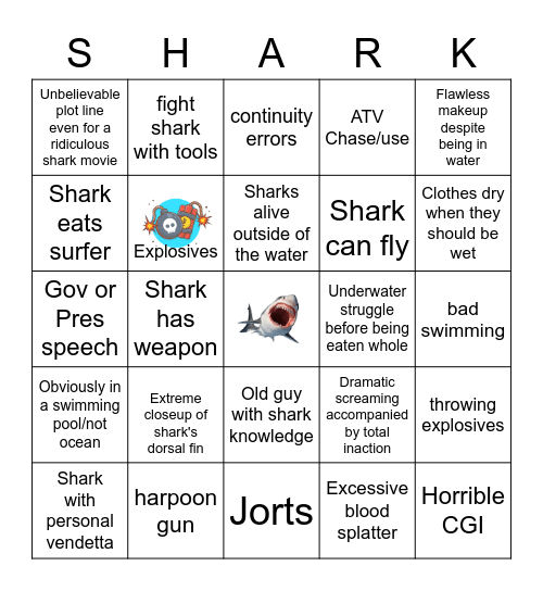 Shark B-Movie Bingo Card