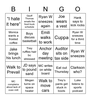 EY Central Tax Bingo Card