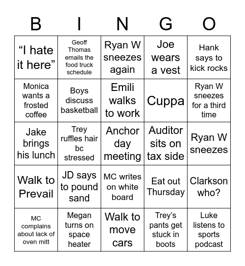 EY Central Tax Bingo Card