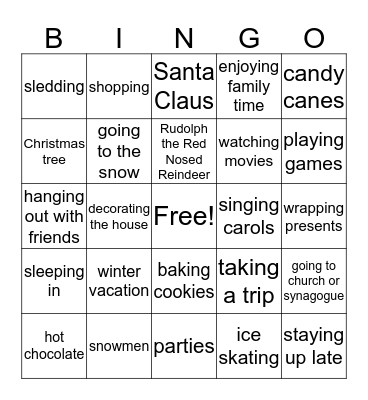 Holiday Bingo Card