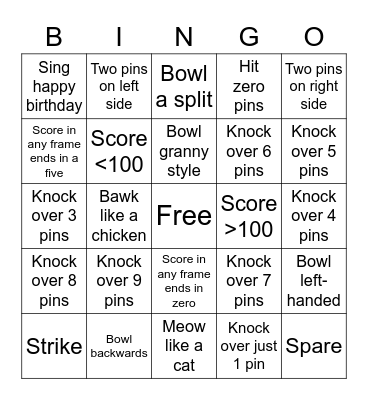 Birthday Bowling 🎳 Bingo Card