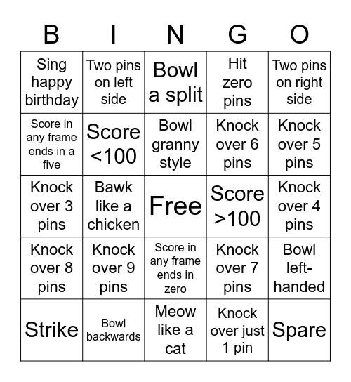 Birthday Bowling 🎳 Bingo Card