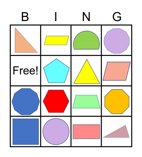 2D Shapes Bingo Card