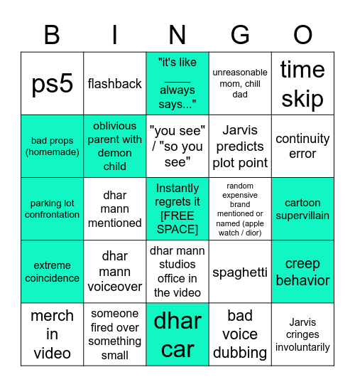 Dhar Mann Bingo v4 Bingo Card