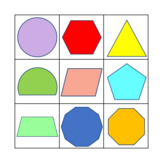 2D Shapes Bingo Card