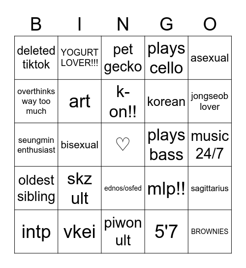 hyuns bingo ! Bingo Card