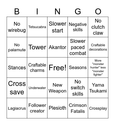 MH6 Bingo Card