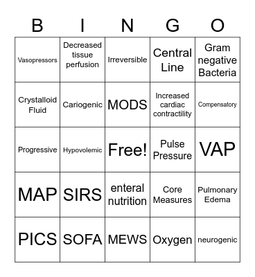 SHOCK/CC Bingo Card