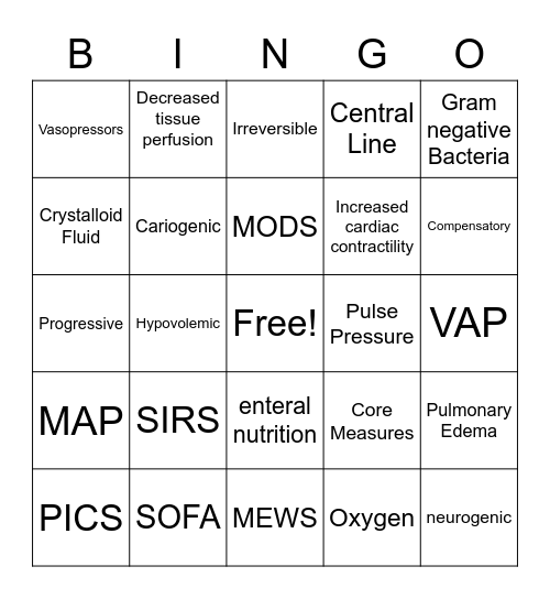 SHOCK/CC Bingo Card