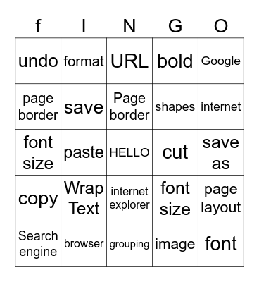 ICT Bingo Card