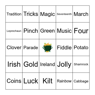 St. Patrick's Day BINGO Card