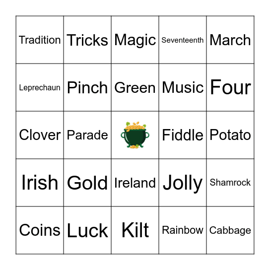 St. Patrick's Day BINGO Card