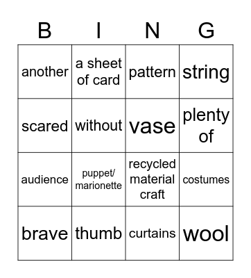 Present Continuous for kids Bingo Card