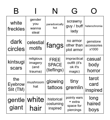 d&d character design Bingo Card