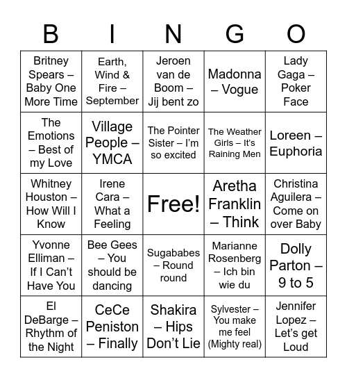 DRAG DISCO CLUB NIGHT Bingo Card