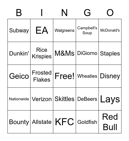 Who's Slogan? Bingo Card