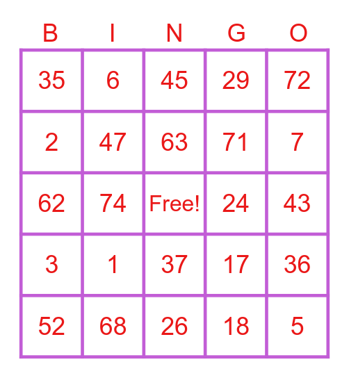 BINGO APPLE CARD! Bingo Card