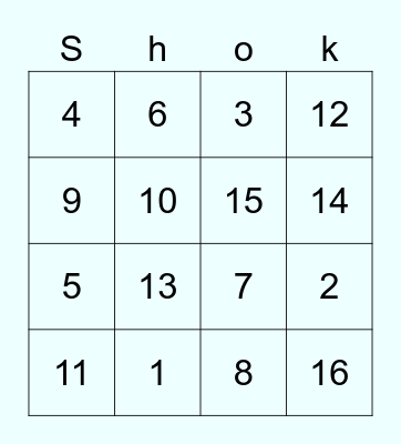 Culture Shock Bingo Card