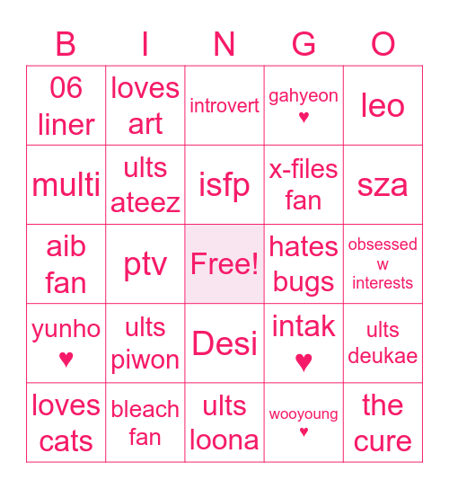 Autumn’s bingo! (^_−)☆ Bingo Card