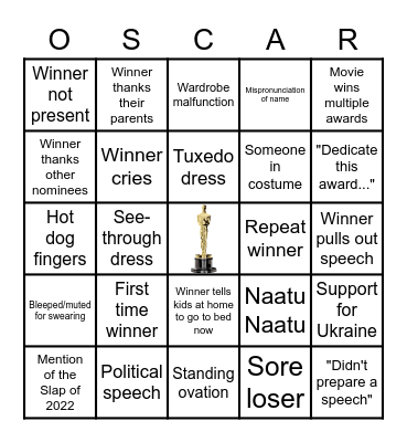 Academy Awards 2023 Bingo Card