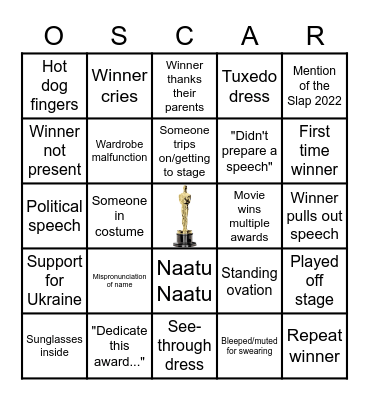 ACADEMY AWARDS 2023 Bingo Card