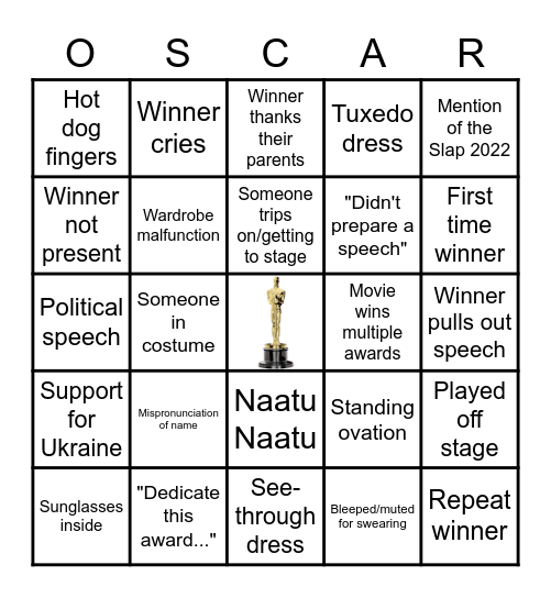 ACADEMY AWARDS 2023 Bingo Card