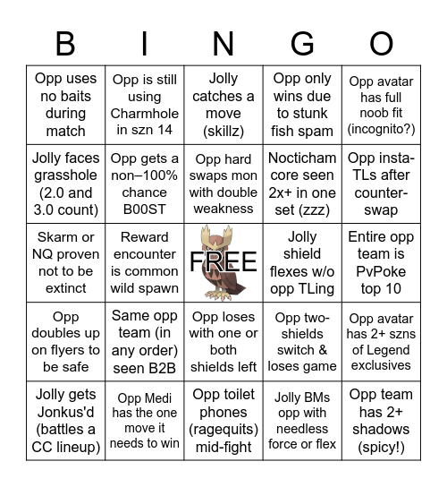 GBL Bingo: GL Edition (feat. Jolly) Bingo Card