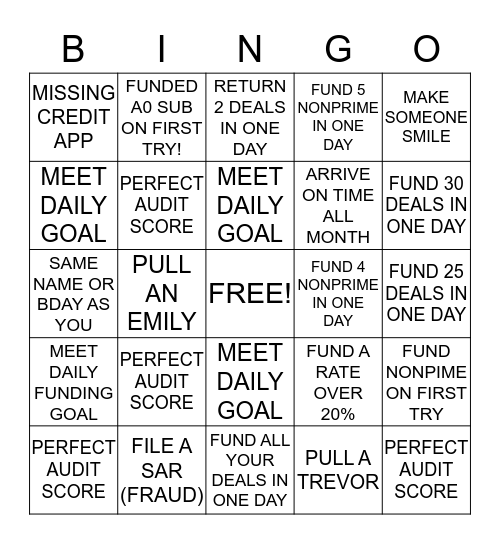 FEBRUARY OPS BINGO!! Bingo Card