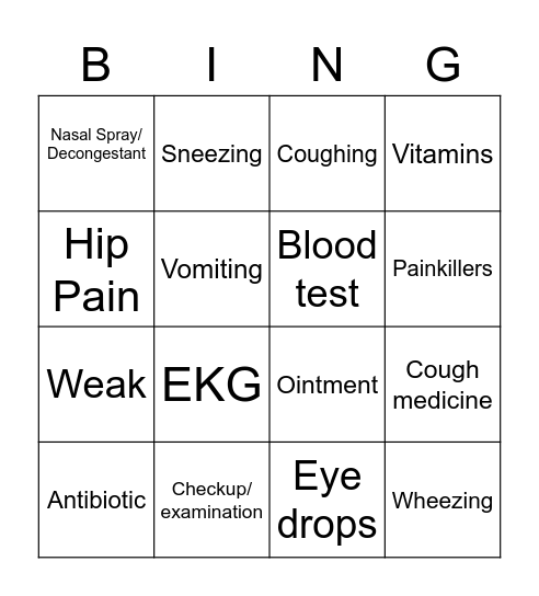 Health Matters Bingo Card