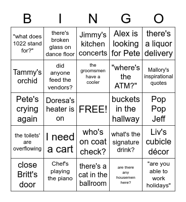 Grove Bingo Card