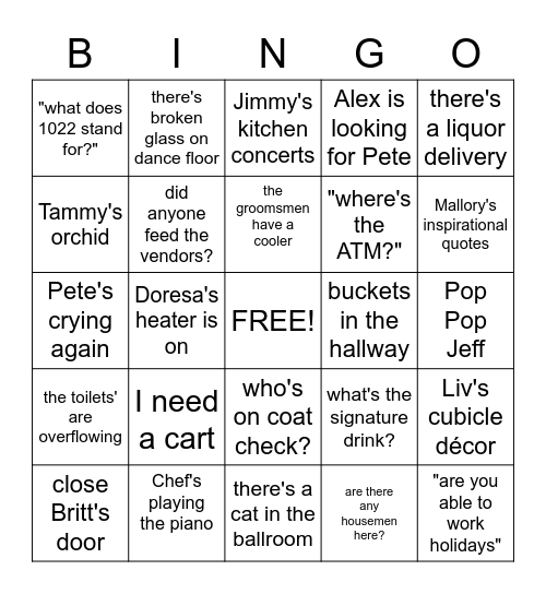 Grove Bingo Card