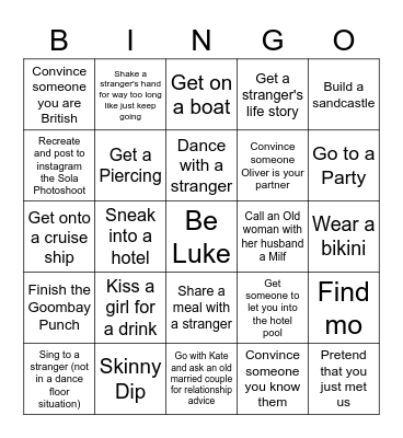 Luke Bingo Card