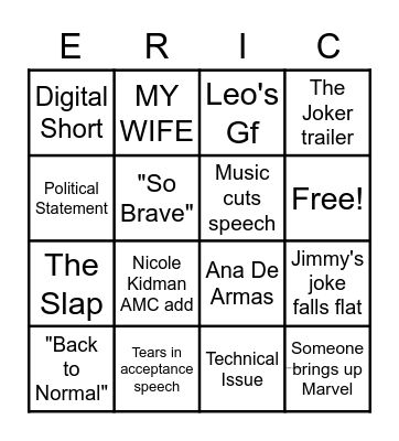THE ERIC'S- Take Two Bingo Card