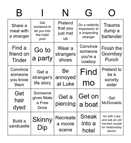 Kate Bingo Card