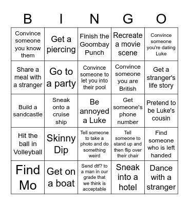 Oliver Bingo Card