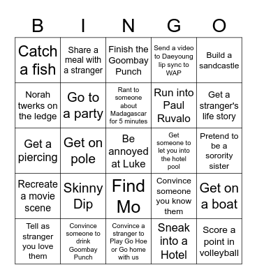 Norah Bingo Card