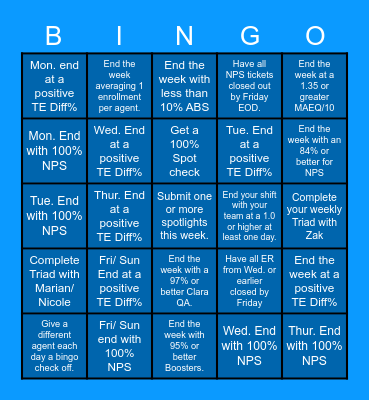 Connector Bingo Card