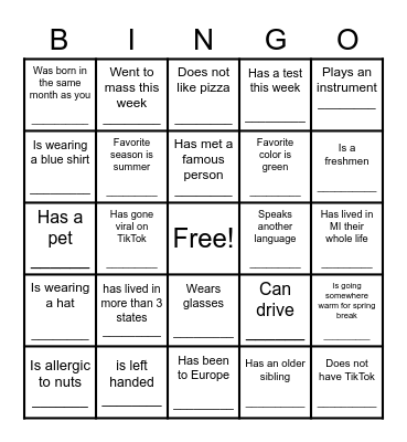 Find someone who... Bingo Card