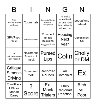 Nick Bingo Card