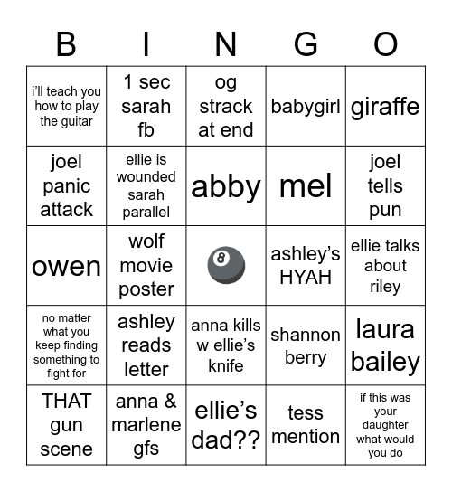 TLOU S1 FINALE!! Bingo Card