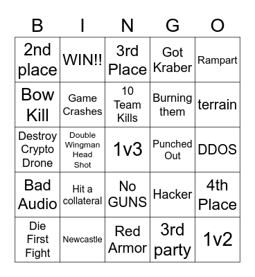 Apex Bingo Lingo Bingo Card