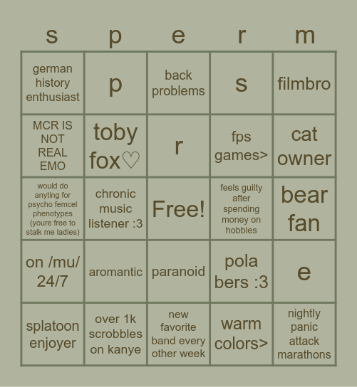 cherry69 bingo Card