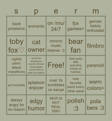 cherry69 bingo Card