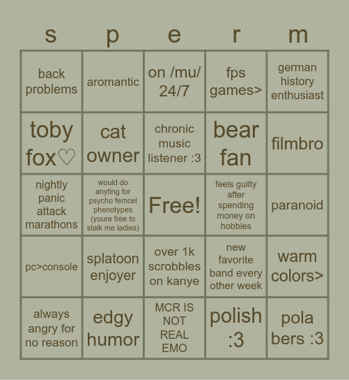 cherry69 bingo Card