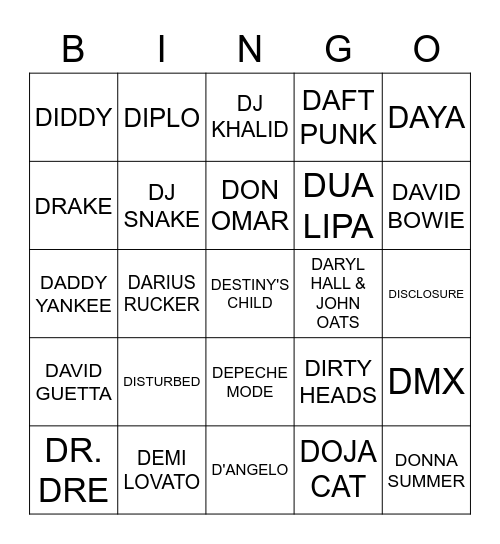 D Bingo Card