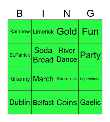 Shamrock Bingo Card