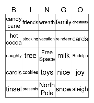 CHRISTMAS Bingo Card