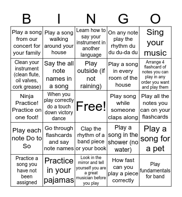 Winter Break Bando Bingo Card